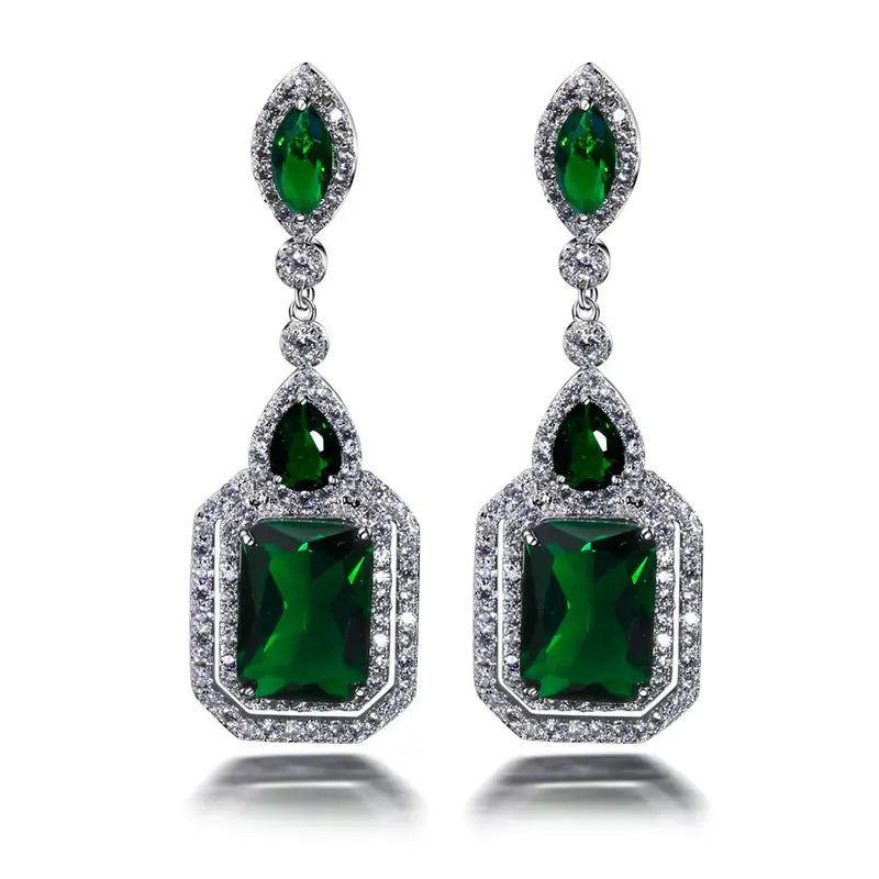 Aretes Clarion Verdancia | Oro Blanco