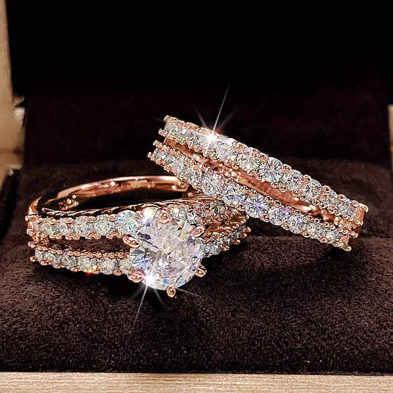 Set 2 Anillos de Boda con Zirconia