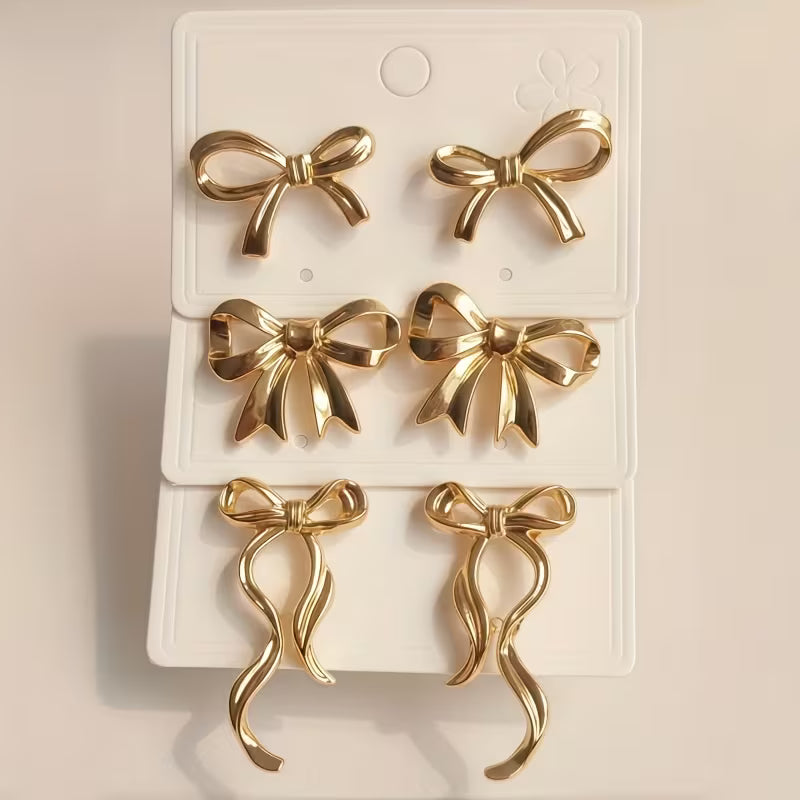 Pendientes Botón Lazo Vintage