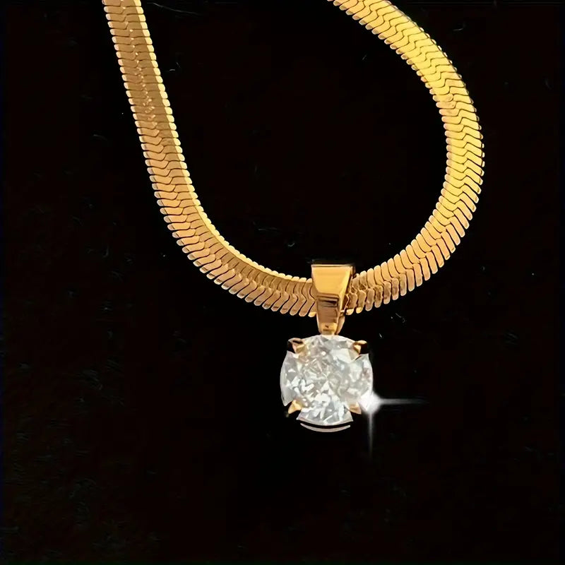 Collar de Colgante con Rhinestones Elegante | Oro