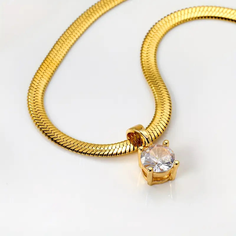 Collar de Colgante con Rhinestones Elegante | Oro