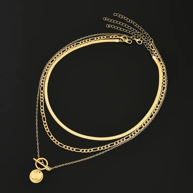Collar de Capas de Moneda Texturizado Savira | Oro