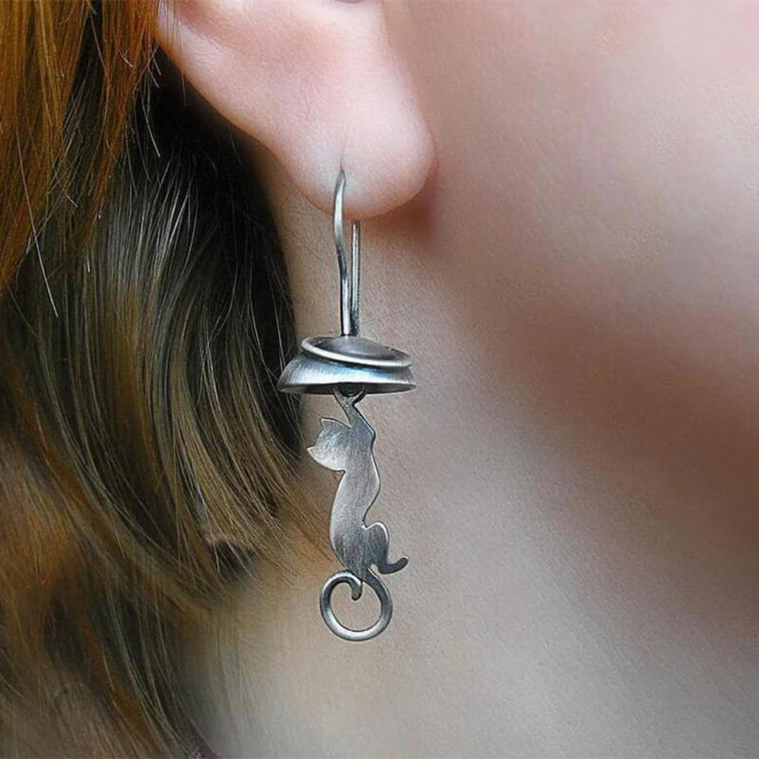 Pendientes Boho de Gato en Plata de Ley