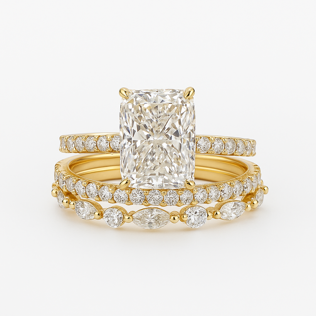 Set de Anillos de Boda 3PC Jaily | Oro Blanco