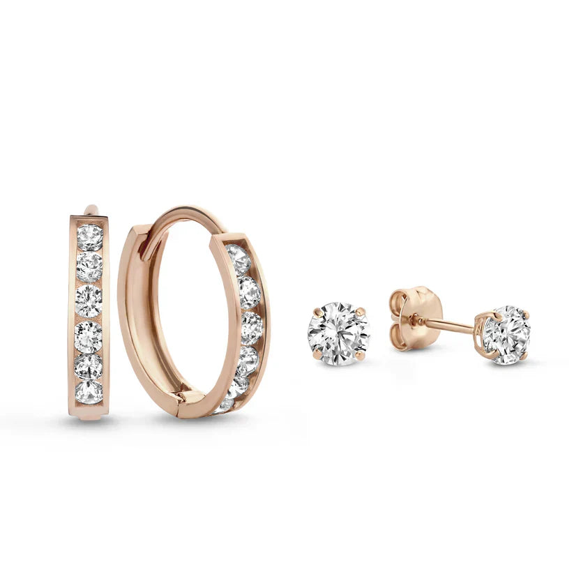 Set de Aretes con Piedras Dara Brillane | Oro Blanco
