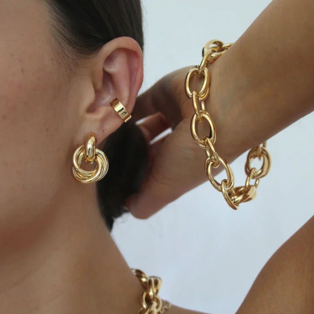Pendientes Statement Interlocking | Oro