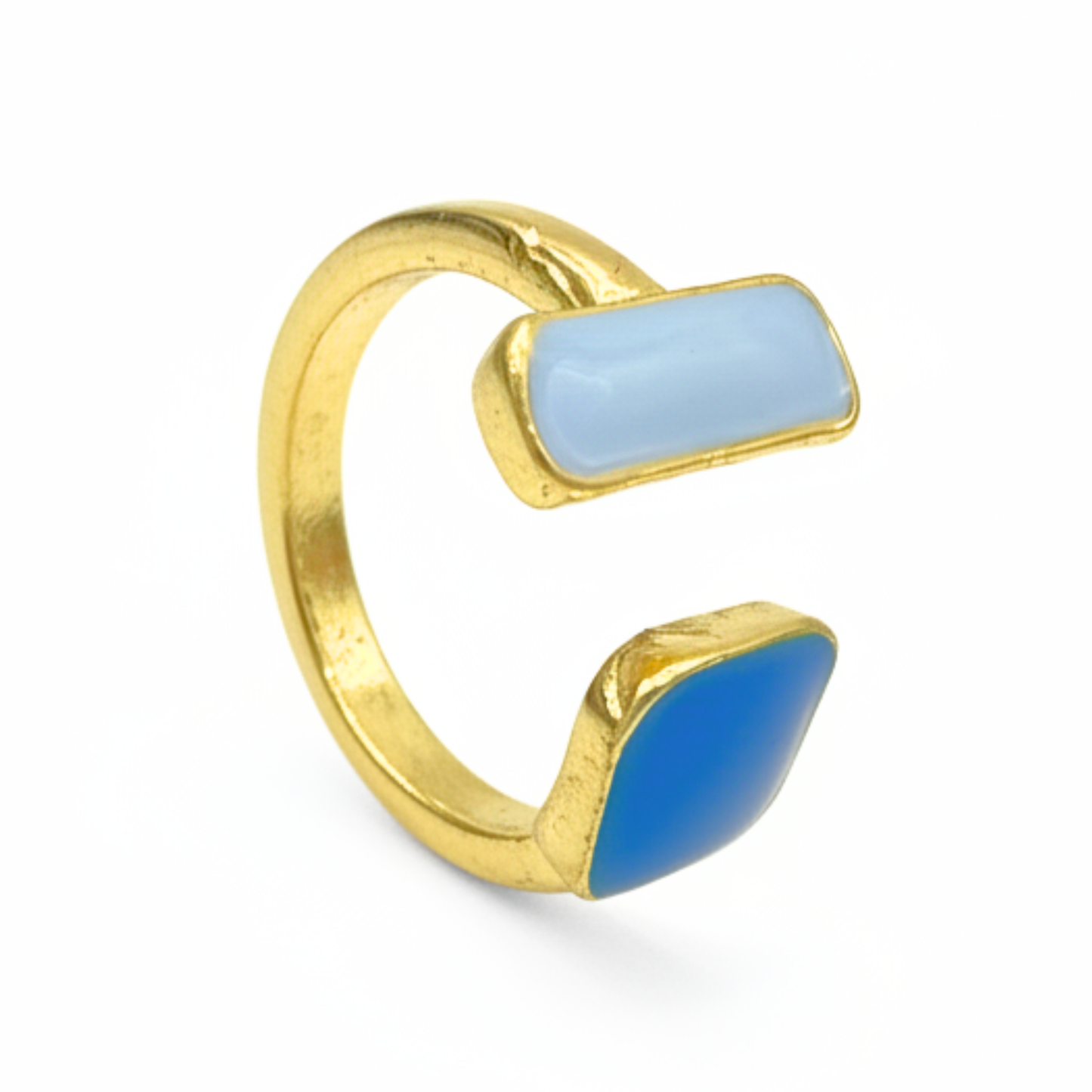 Anillo Ajustable de Ópalo Azul en Oro