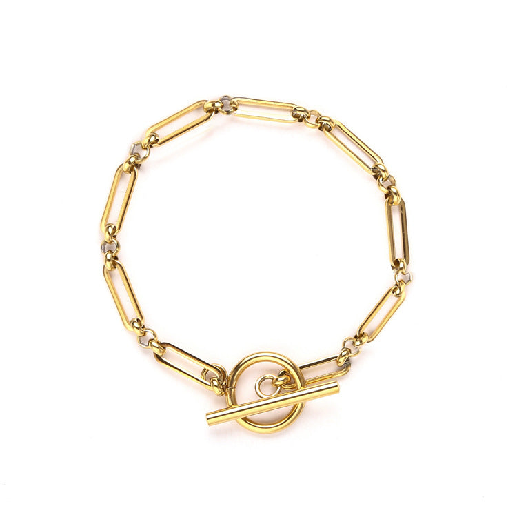 Pulsera de Eslabones T-Bar | Oro Blanco