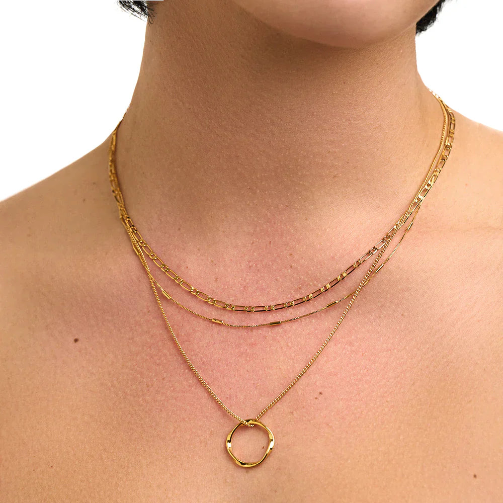 Collar de Círculo Abierto de Tres Hileras | Oro