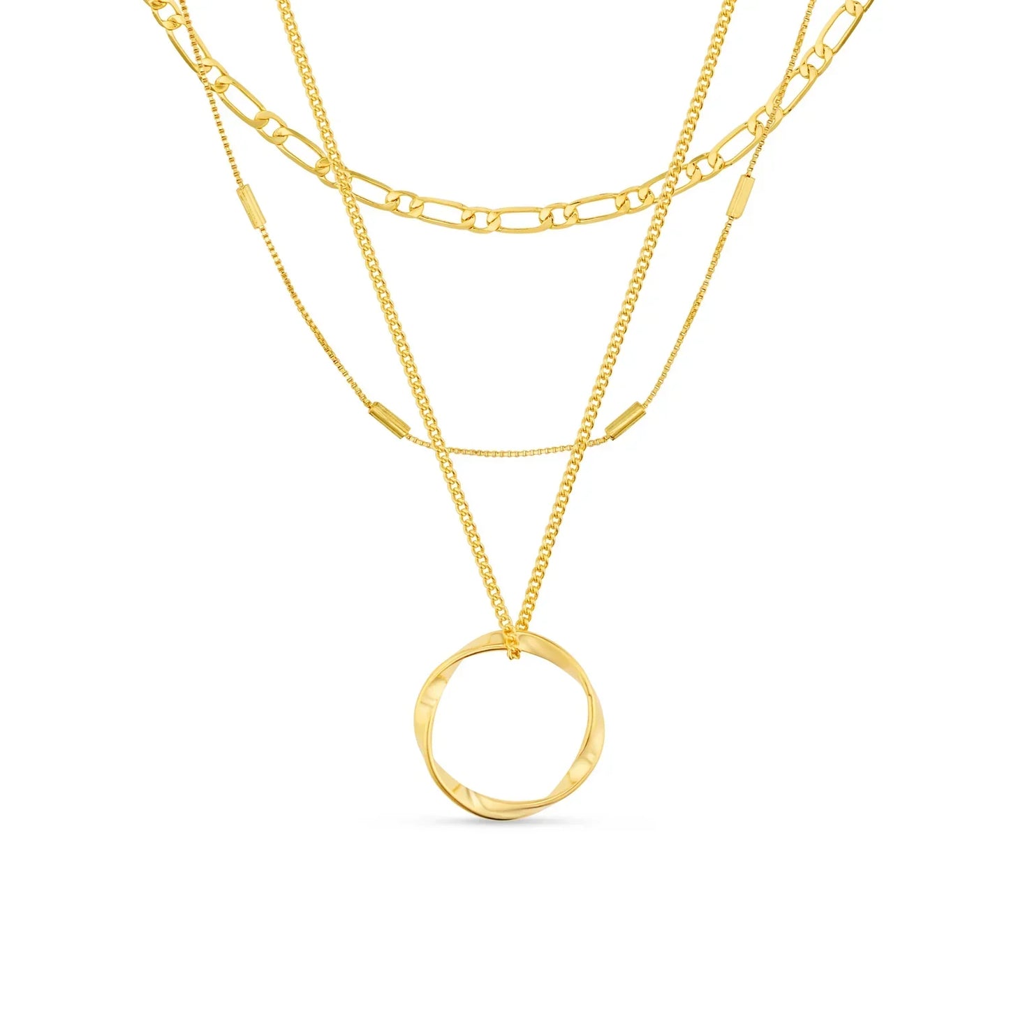 Collar de Círculo Abierto de Tres Hileras | Oro