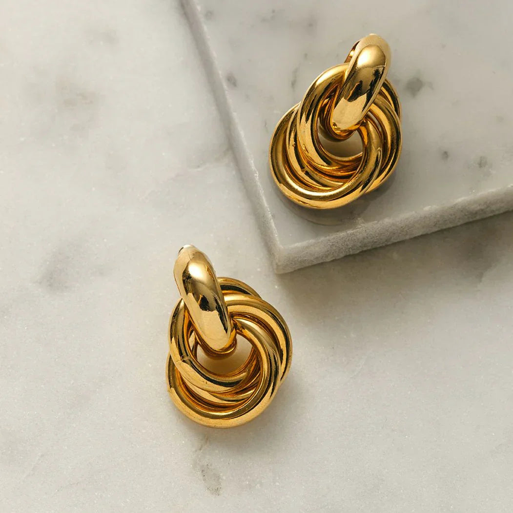 Pendientes Statement Interlocking | Oro