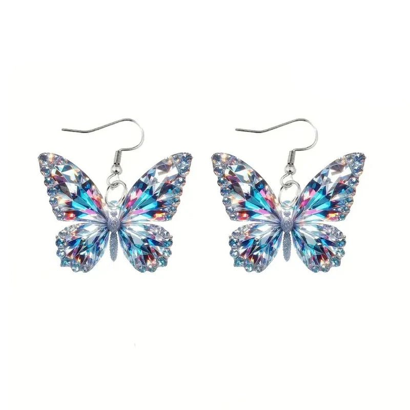 Pendientes de Declaración Brillantes de Mariposa