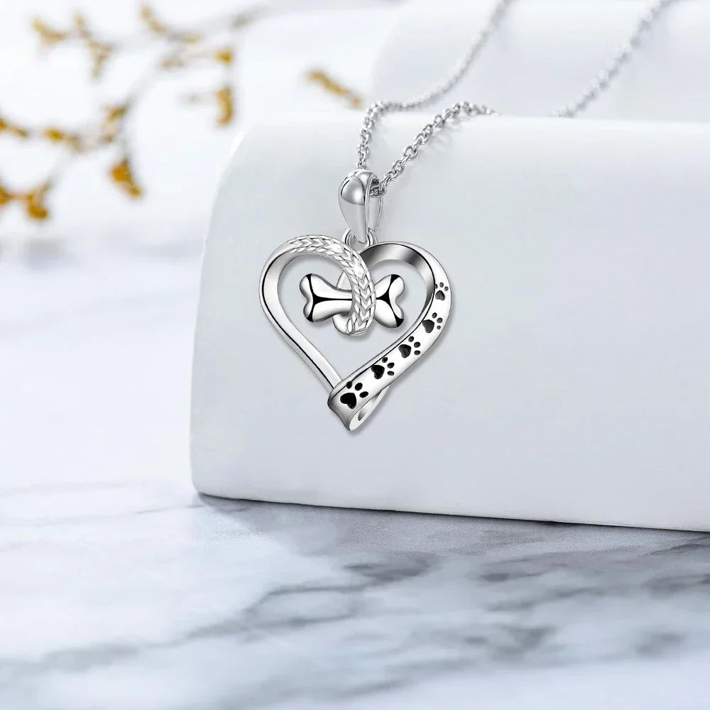 Set de Joyería de 2 Piezas con Dijes de Pata, Corazón y Hueso