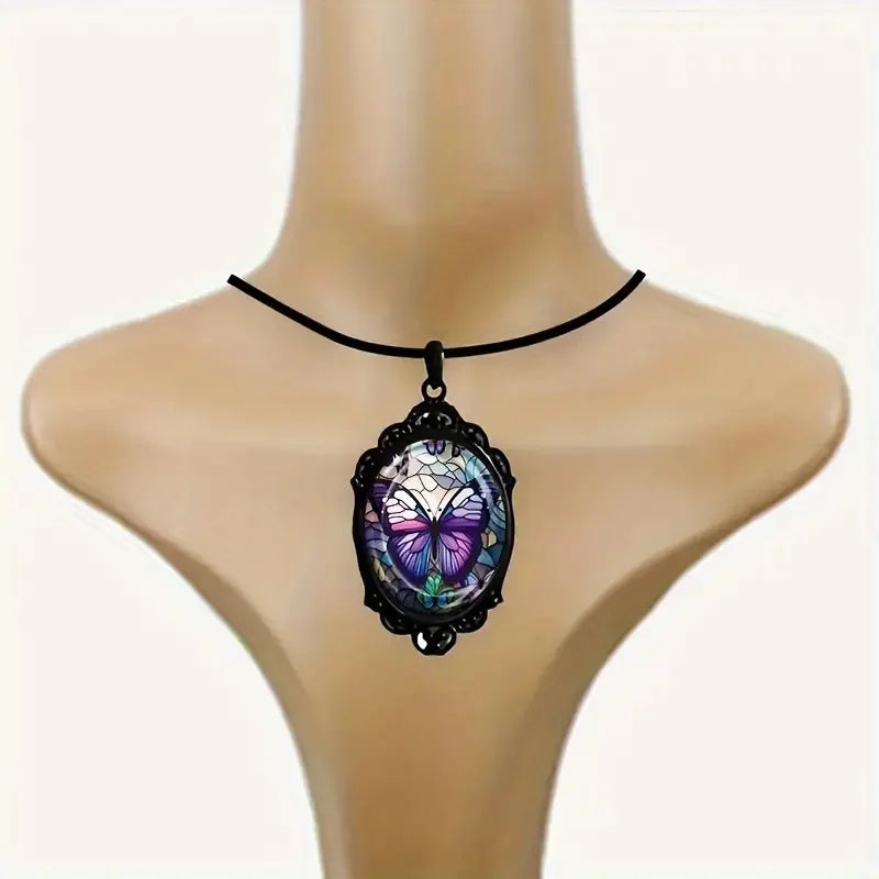 Collar de Mariposa con Cristal Púrpura