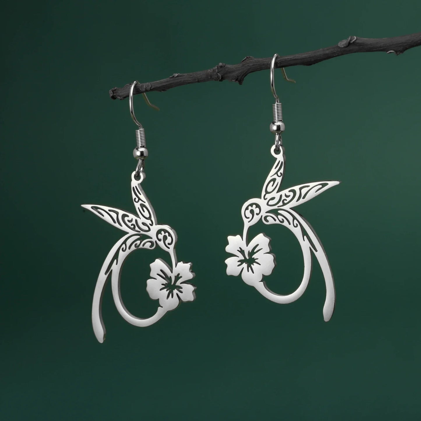 Pendientes de Colibrí del Espíritu en Acero Inoxidable