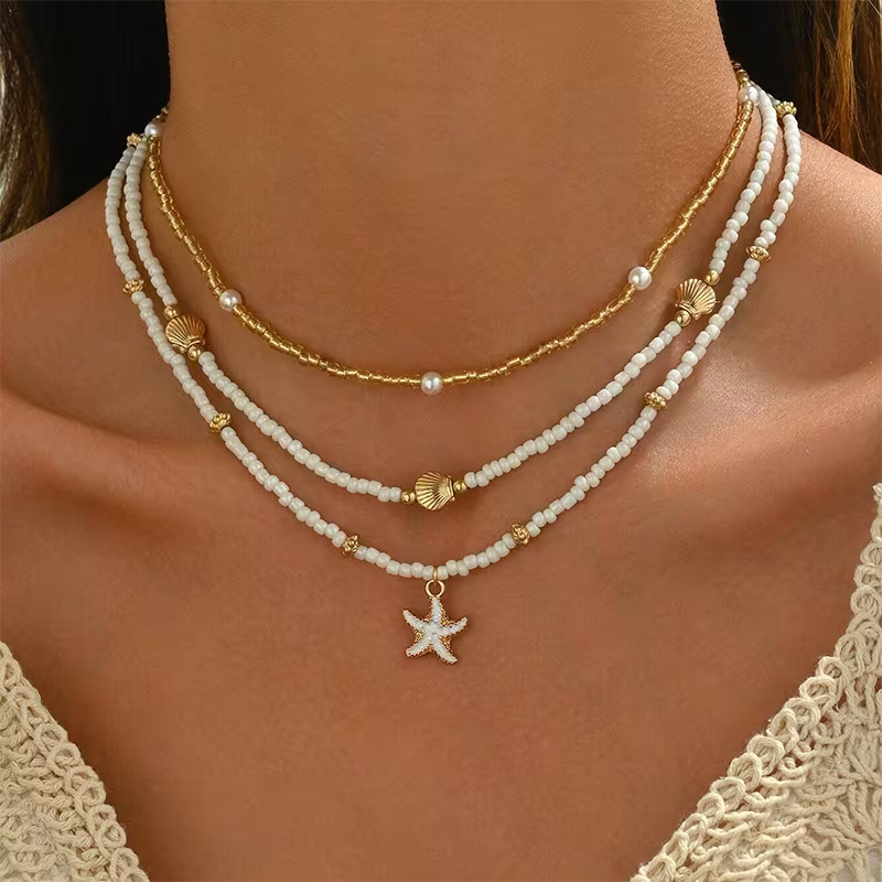 Set de 3 Collares Boho con Concha y Estrella de Mar