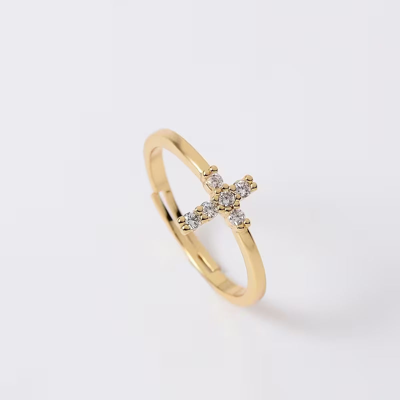 Anillo Cruz abierta de zirconia