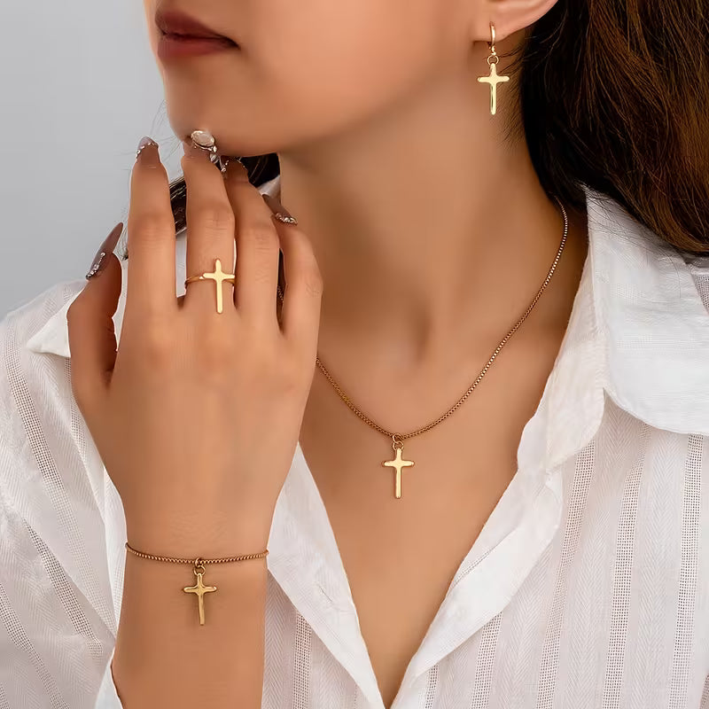 Set de joyería Cruz 5 piezas