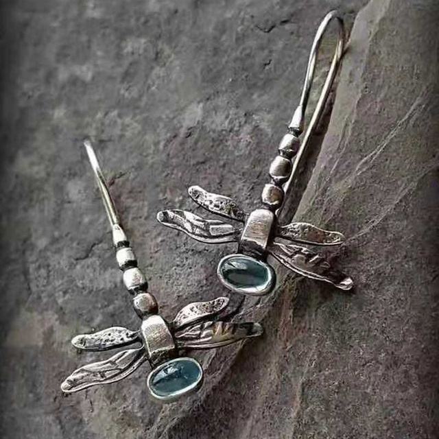 Pendientes Plateados Vintage de Libélula