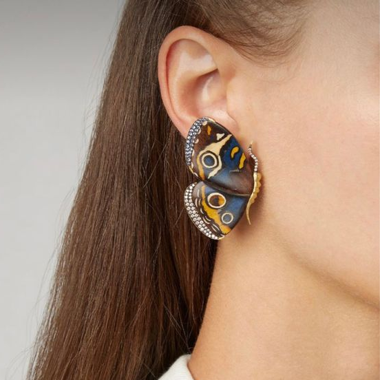 Pendientes Vintage de Mariposa Pintada a Mano