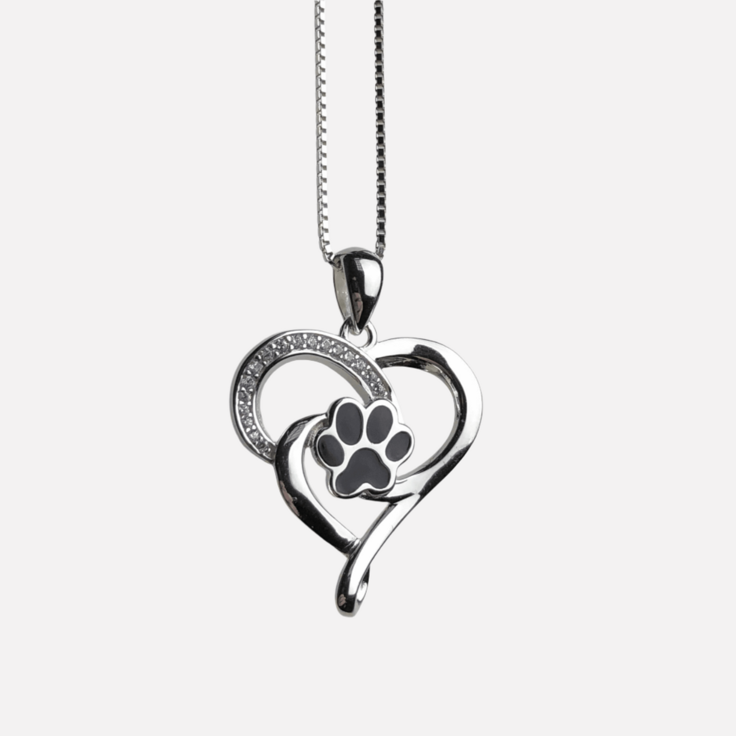 Collar de Infinito en Acero Inoxidable con Corazón y Pata