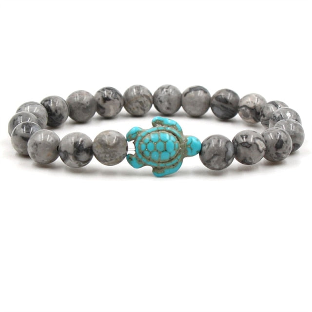 Pulseras de Tortuga con Cuentas de Piedra Natural Únicas