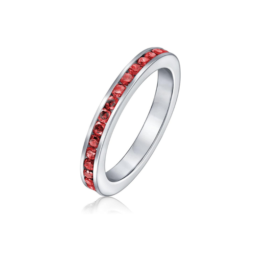 Anillo Banda de Eternidad de Rubí | Oro Blanco