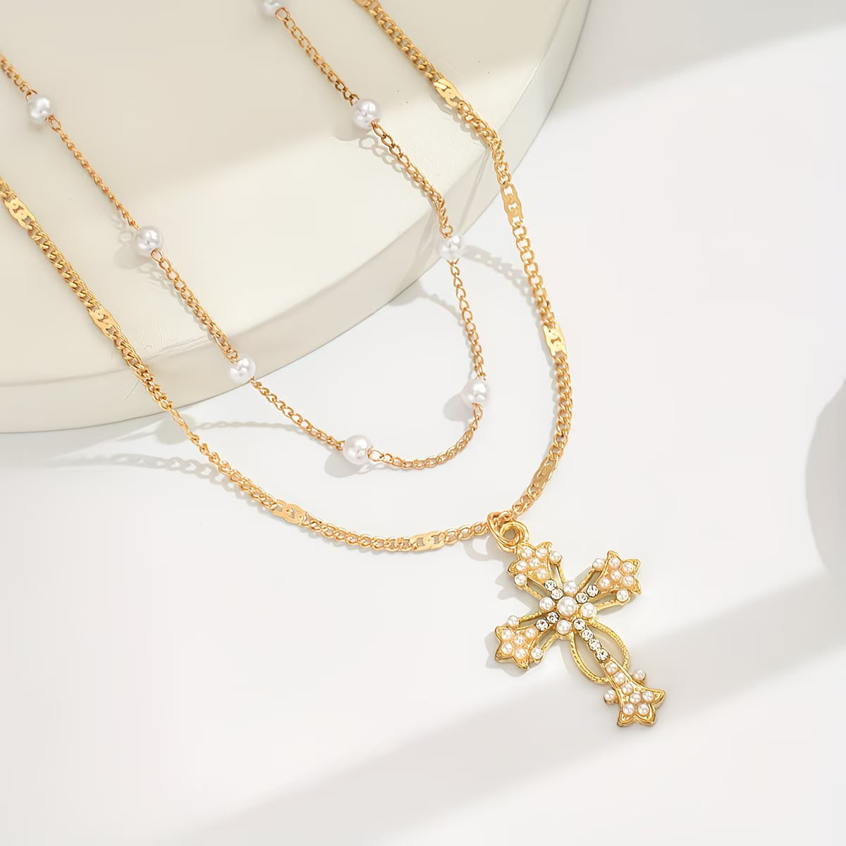 Collar colgante Cruz de múltiples capas