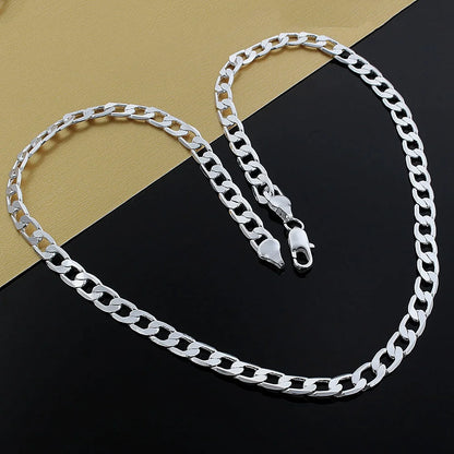 Cadena Plana de Plata Eslabón Barbado