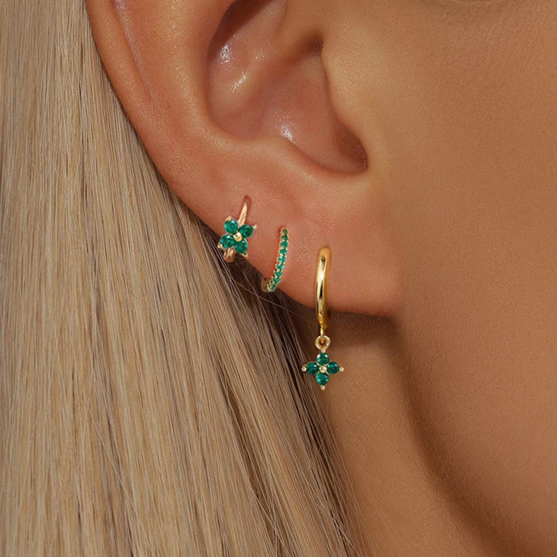 Set Pendientes Flor Cristal