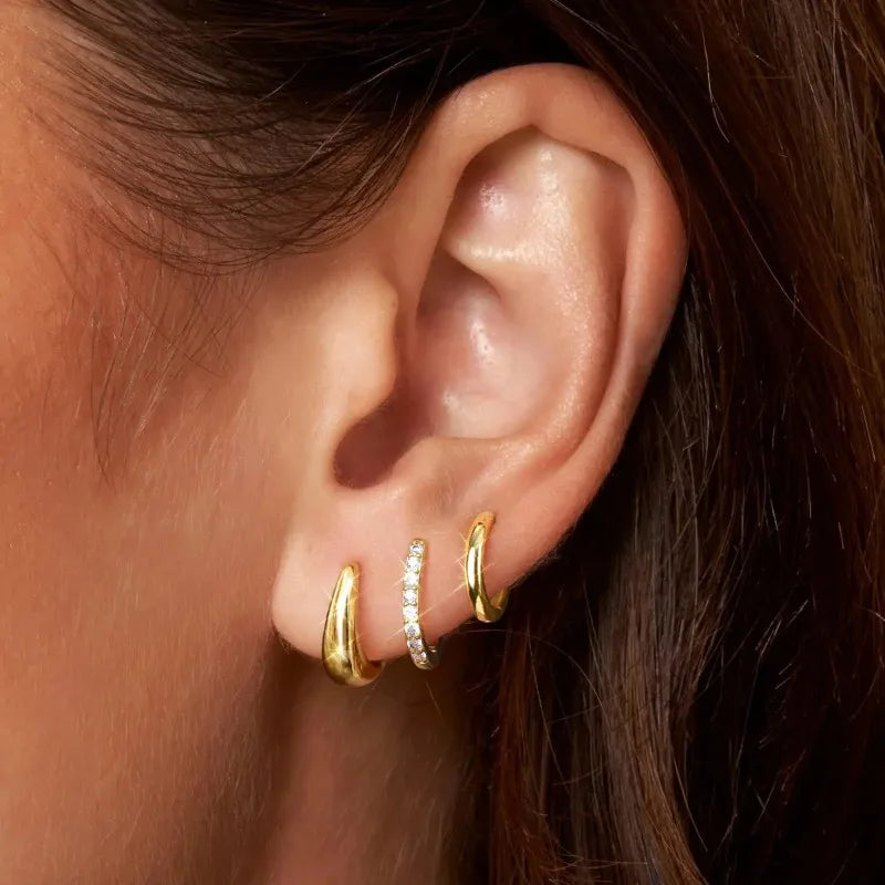 Set 3 Pendientes Zirconia Acero