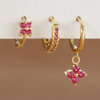 Set Pendientes Flor Cristal