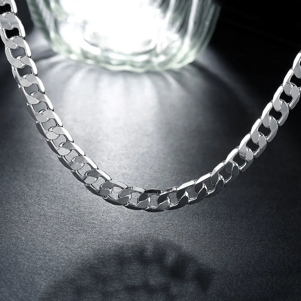 Cadena Plana de Plata Eslabón Barbado