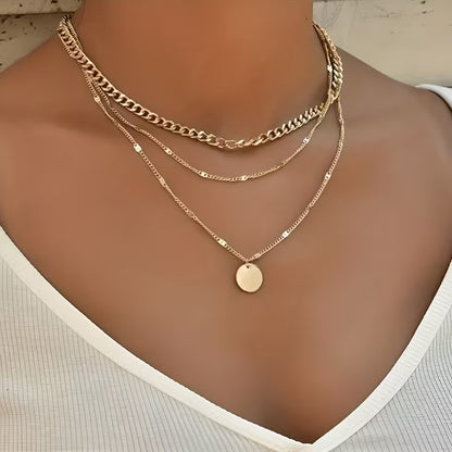 Collar Multicapa con Dije Redondo