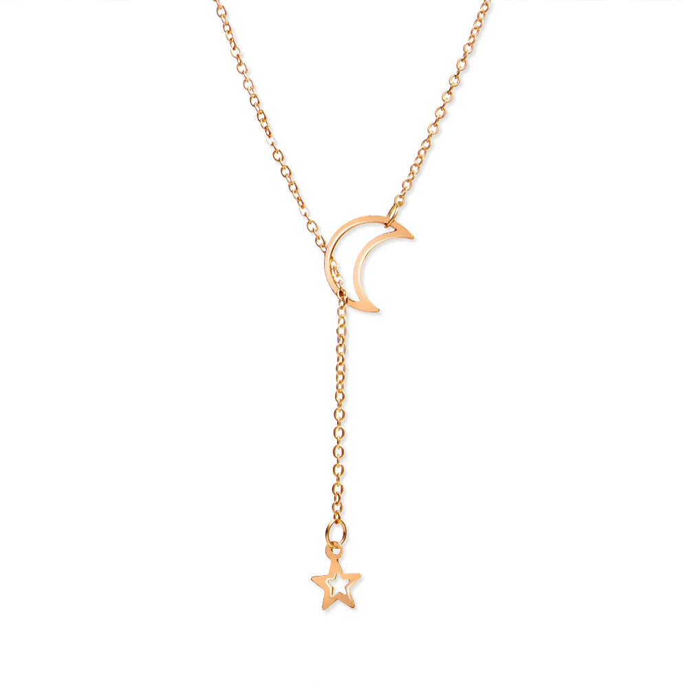 Collar Luna y Estrella Celestial Dorado