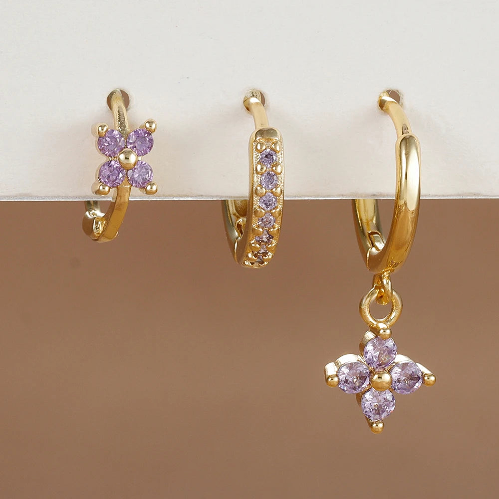 Set Pendientes Flor Cristal