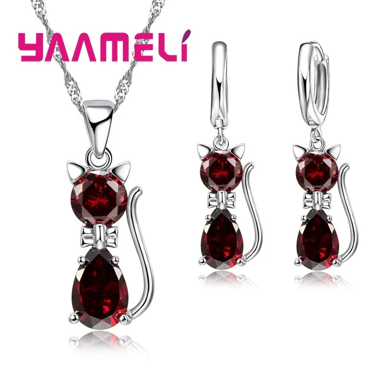 Set Gatito Cristal Plata