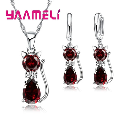 Set Gatito Cristal Plata