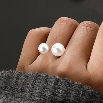 Anillo Ajustable Elegante Doble Perla