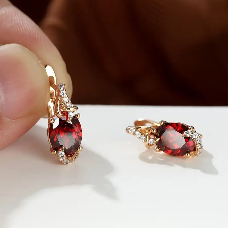 Aretes Colgantes Crepúsculo Carmesí | Oro