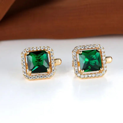 Aretes de Circonita Cúbica Verde Dorada | Oro