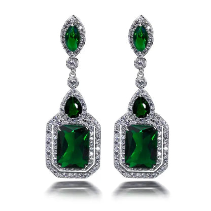 Aretes Clarion Verdancia | Oro Blanco