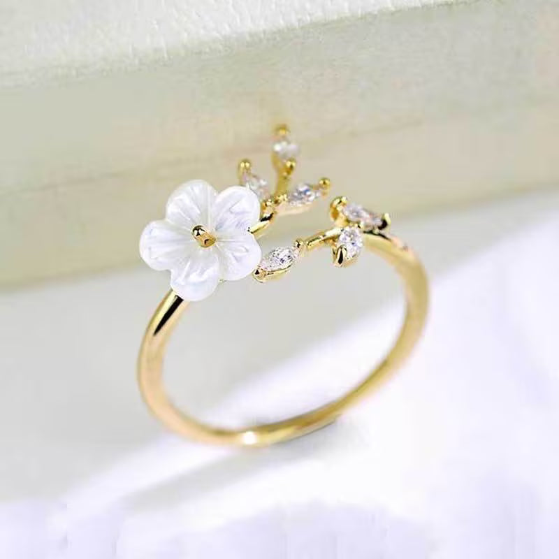 Anillo Floral de Hojas Vintage Ajustable