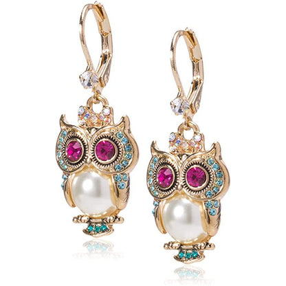 Pendientes Vintage de Búho de Cristal