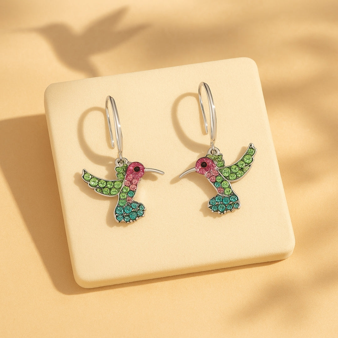 Pendientes Brillantes de Colibrí Colorido