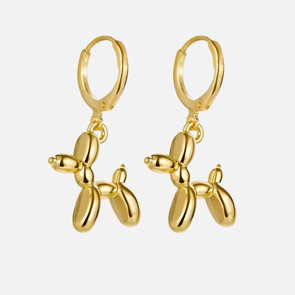 Pendientes Dorados con Dije Mini Perro Globo