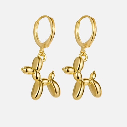 Pendientes Dorados con Dije Mini Perro Globo