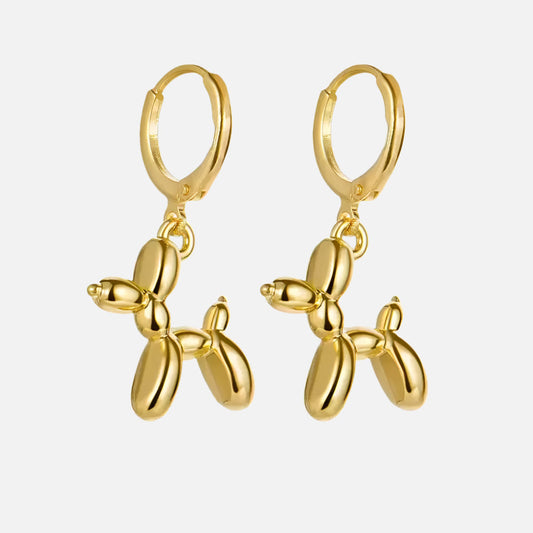 Pendientes Dorados con Dije Mini Perro Globo