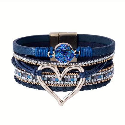 Pulsera Boho Multicapa con Corazón Dorado