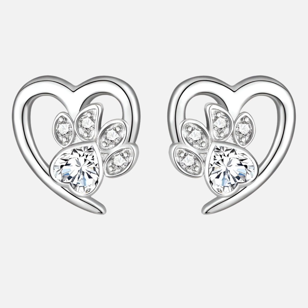 Pendientes de Pata y Corazón con Zirconia